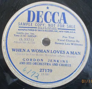 Pochette de When a Woman Loves a Man / With You So Far Away de Gordon Jenkins & His Orchestra