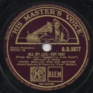 Pochette de All My Life / Cabin in the Sky de Fats Waller and His Rhythm