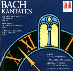 Pochette de Cantatas BWV 140, 61 & 36 de Johann Sebastian Bach - Neues Bachisches Collegium Musicum - Thomanerchor Leipzig - Siegfried Lorenz - Arleen Augér