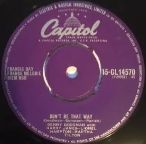 Pochette Don't Be That Way / And the Angels Sing