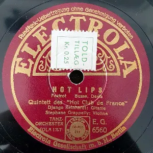 Pochette de Hot Lips / Ain't Misbehavin' de Quintette du Hot Club de France