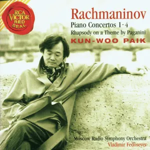 Pochette de Piano Concertos 1-4 / Rhapsody on a Theme by Paganini de Kun Woo Paik - Sergei Rachmaninoff - Tchaikovsky Symphony Orchestra - Vladimir Fedoseyev