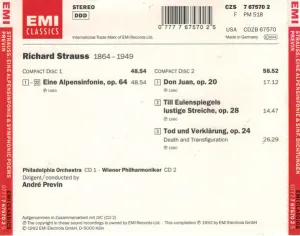 Pochette de Strauss: Eine Alpensinfonie, Till Eulenspiegel, Don Juan, Tod und Verklärung de André Previn - Richard Strauss - Wiener Philharmoniker - The Philadelphia Orchestra