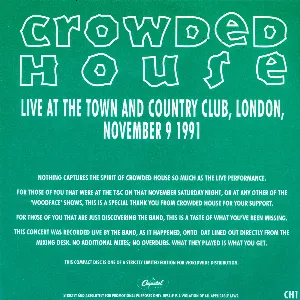 Pochette de Live at the Town and Country Club, London, November 9 1991 de Crowded House