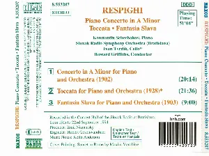 Pochette de Piano Concerto in A minor / Toccata / Fantasia Slava de Ottorino Respighi - Konstantin Scherbakov - Howard Griffiths - Symfonický orchester Slovenského rozhlasu