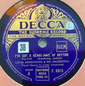 Pochette de I've Got a Heart Full of Rhythm / I've Got a Pocketful of Dreams de Louis Armstrong & His Orchestra