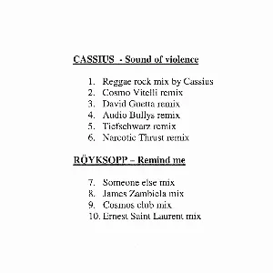 Pochette de Sound of Violence / Remind Me de Röyksopp - Cassius