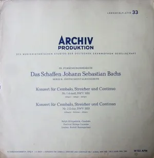 Pochette de Konzert für Cembalo, Streicher und Continuo Nr. 1 d‐moll, BWV 1052 / Konzert für Cembalo, Streicher und Continuo Nr. 2 E‐dur, BWV 1053 de Johann Sebastian Bach - Rudolf Baumgartner - Festival Strings Lucerne
