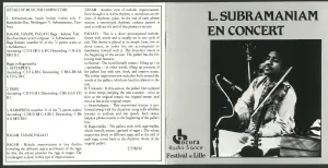 Pochette de L. Subramaniam en Concert de L. Subramaniam