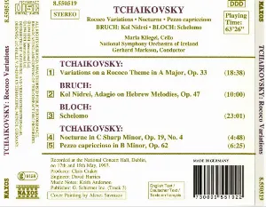 Pochette Tchaikovsky: Rococo Variations / Bruch: Kol Nidrei / Bloch: Schelomo