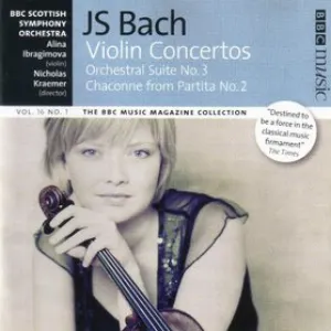 Pochette BBC Music, Volume 16, Number 1: Orchestral Suite No. 3 / Violin Concertos Nos. 1, 2 / Chaconne from Partita No. 2 (BBC Scottish Symphony Orchestra feat. violin: Alina Ibragimova, harpsichord/director: Nicholas Kraemer)