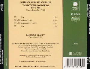Pochette Variations Goldberg BWV 988
