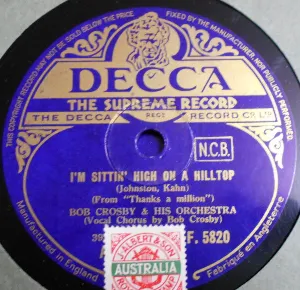 Pochette de I'm Sittin' High on a Hilltop / Thanks a Million de Bob Crosby and His Orchestra