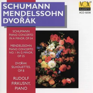 Pochette de Schumann & Mendelssohn: Piano Concertos - Dvořák: Silhouettes de Felix Mendelssohn - Robert Schumann - Antonín Dvořák - Rudolf Firkušný - Louis de Froment - Lëtzebuerger philharmoneschen Orchester