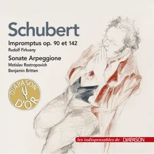 Pochette de Sonate pour arpeggione & Impromptus Op. 90 & 142 (Les indispensables de Diapason) de Benjamin Britten - Rudolf Firkušný - Mstislav Rostropovich - Franz Schubert