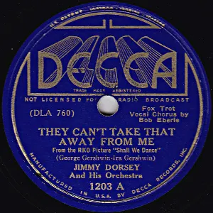 Pochette de They Can't Take That Away From Me / Slap That Bass de Jimmy Dorsey and His Orchestra