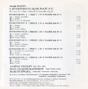 Pochette de 6 Divertmenti, Op. 100, Hob iV: 6–11 de Joseph Haydn