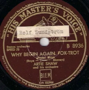 Pochette de Why Begin Again / One Night Stand de Artie Shaw and His Orchestra