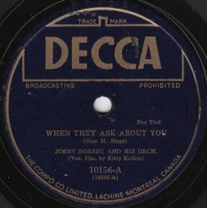 Pochette de When They Ask About You / My First Love de Jimmy Dorsey and His Orchestra
