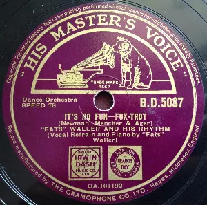 Pochette de It's No Fun / It's a Sin to Tell a Lie de Fats Waller and His Rhythm