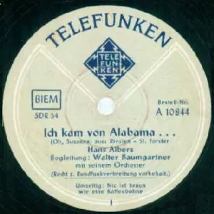 Pochette de Ich kam von Alabama … / Nic ist braun wie eine Kaffeebohne de Hans Albers