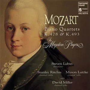Pochette Piano Quartets (The Mozartean Players feat. fortepiano: Steven Lubin, violin: Stanley Ritchie, viola: David Miller, cello: Myron Lutzke)