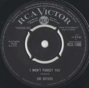 Pochette de I Won’t Forget You / A Stranger’s Just a Friend de Jim Reeves