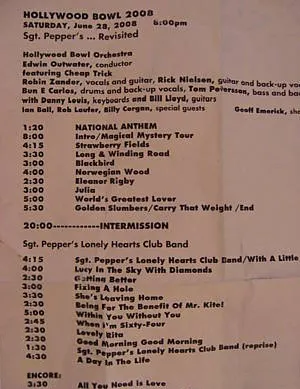 Pochette 2008-06-28: Sgt. Pepper’s … Revisited, Hollywood Bowl, Los Angeles, CA, USA