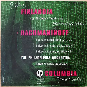 Pochette Sibelius: Finlandia / The Swan of Tuonela / Rachmaninoff: Prelude in C-sharp minor / Prelude in G major / Prelude in G minor