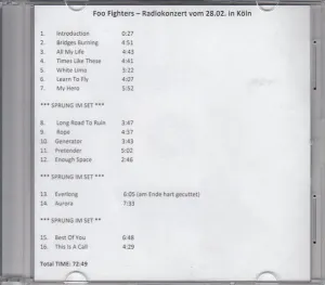 Pochette de Radiokonzert Vom 28.02. In Köln de Foo Fighters