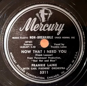 Pochette de Now That I Need You / My Own-My Only-My All de Carl Fischer's Orchestra - Frankie Laine