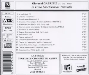 Pochette de In Festo Sanctissimae Trinitatis de Giovanni Gabrieli - Chœur de Chambre de Namur