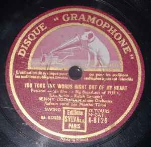Pochette de You Took the Words Right Out of My Heart / Thanks for the Memory de Benny Goodman and His Orchestra