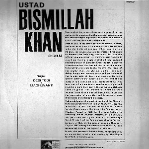 Pochette de Desi Todi / Madhuvanti de Bismillah Khan