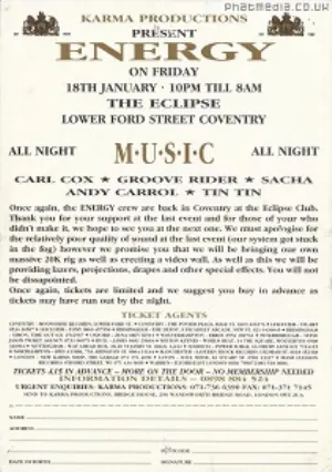 Pochette de DJ Sasha & Grooverider + MC @ The Eclipse (Energy) Coventry, 18th Jan 1991 de Sasha