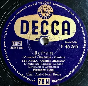 Pochette de Refrain / Arrivederci, Roma de Lys Assia