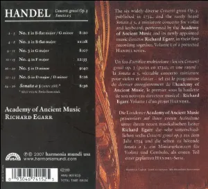 Pochette Handel: Concerti Grossi op. 3 / Sonata a 5