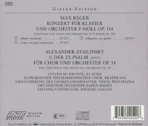Pochette Gielen-Edition - Reger: Klavierkonzert, op. 114 / Zemlinsky: Psalm 23
