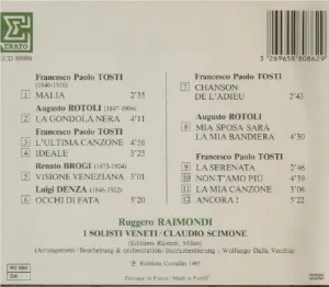 Pochette de Chansons Italiennes de Ruggero Raimondi - I Solisti Veneti - Claudio Scimone