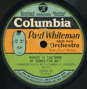Pochette de Where Is the Song of Songs for Me / Just a Sweetheart de Paul Whiteman and His Orchestra