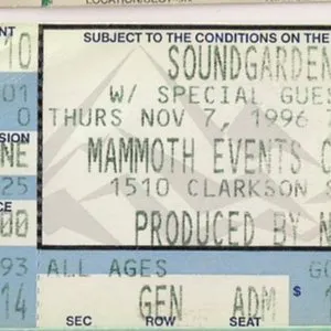 Pochette 1996-11-07: Mammoth Events Center, Denver, CO, USA
