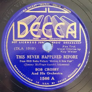 Pochette de This Never Happened Before / Let’s Give Love Another Chance de Bob Crosby and His Orchestra