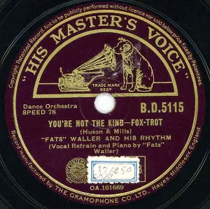 Pochette de You're Not the Kind / Until the Real Thing Comes Along de Fats Waller and His Rhythm