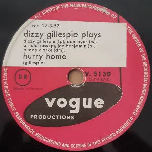 Pochette de Hurry Home / Say Eh de Dizzy Gillespie Quintet