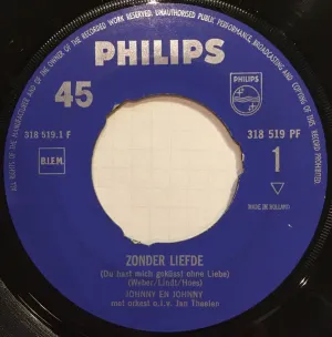 Pochette de Zonder liefde / Och was ik maar de Johnny Jordaan - Johnny Hoes
