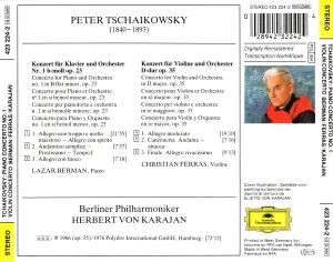 Pochette de Piano Concerto no. 1 / Violin Concerto de Christian Ferras - Pyotr Ilyich Tchaikovsky - Lazar Berman - Herbert von Karajan - Berliner Philharmoniker