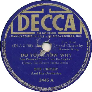 Pochette de Do You Know Why / Isn't That Just Like Love de Bob Crosby and His Orchestra