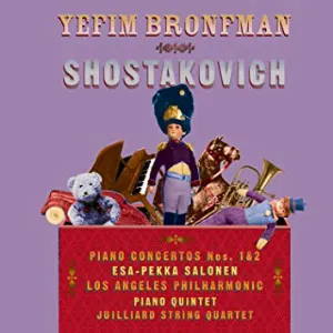 Pochette de Piano Concertos nos. 1 & 2 / Piano Quintet de Dmitri Shostakovich - Esa‐Pekka Salonen - Juilliard String Quartet - Los Angeles Philharmonic - Yefim Bronfman