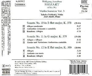 Pochette Violin Sonatas, Vol. 3; K. 378-380