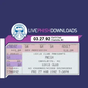 Pochette de 1992-03-27: 13x13 Club, Charlotte, NC, USA de Phish